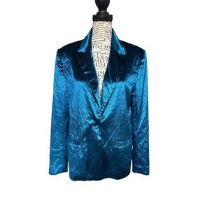 Princess Polly Blue Blazer Suit Top Shiny Reflective Size 2 Whimsigoth Fairy